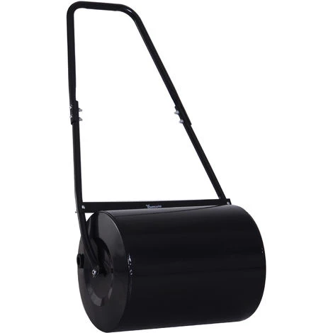 OUTSUNNY Rouleau à Gazon Jardin En Acier Avec Poignée Dim. 50L X 32l X 108H Cm Lestage Max. 30 L Noir