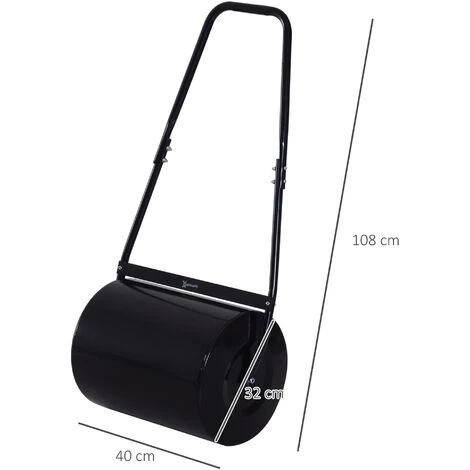 OUTSUNNY Rouleau à Gazon Jardin En Acier Avec Poignée Dim. 50L X 32l X 108H Cm Lestage Max. 30 L Noir – Image 3