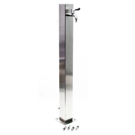 Colonne D’eau Acier Inoxydable 95 Cm Forme Carrée Avec Robinet D’eau & Raccord Résistant Au UV Gel