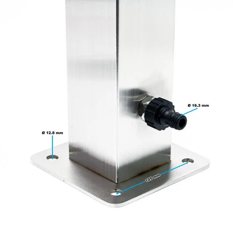 Colonne D’eau Acier Inoxydable 95 Cm Forme Carrée Avec Robinet D’eau & Raccord Résistant Au UV Gel – Image 2