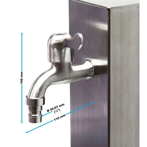 Colonne D’eau Acier Inoxydable 95 Cm Forme Carrée Avec Robinet D’eau & Raccord Résistant Au UV Gel – Image 3