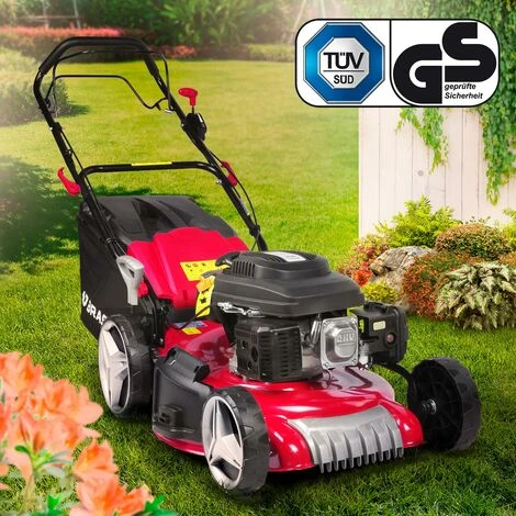 Tondeuse Thermique Autotractée 51cm 224cc 7cv Moteur De Marque 4 Temps 60l Réglage Central 30-80mm, Capot En Tôle En Acier, 4 En 1, édition Rouge De BRAST – Image 5