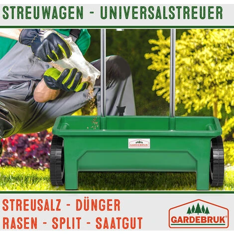 Épandeur De Jardin 12L Semence Engrais Sable Débit Réglable 10 Niveaux 2 Roues – Image 2