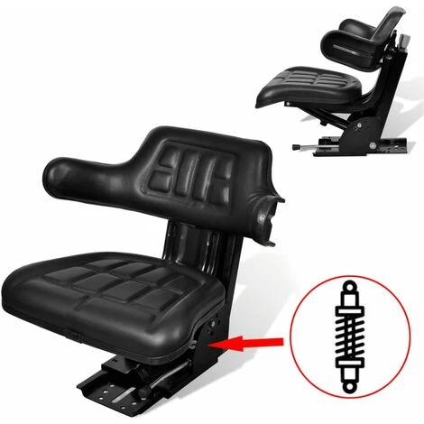 Siège De Tracteur Avec Suspension Noir – Image 2