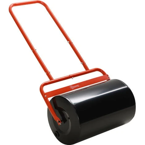 OUTSUNNY Rouleau à Gazon Jardin En Acier Avec Poignée Dim. 59L X 32l X 107H Cm Lestage Max. 38 L Rouge Noir