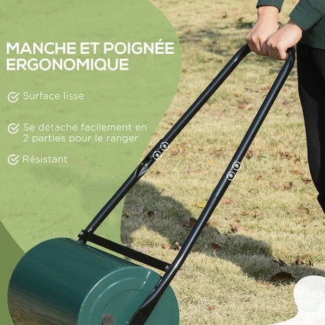 OUTSUNNY Rouleau à Gazon De Jardin Robuste Grande Capacité 30 L Dim. 104L X 42l X 30H Cm Vert – Image 4