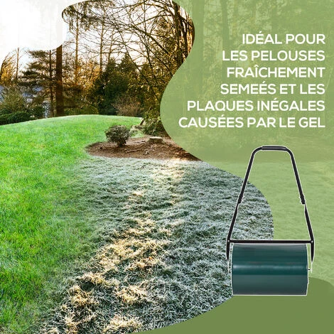 OUTSUNNY Rouleau à Gazon De Jardin Robuste Grande Capacité 30 L Dim. 104L X 42l X 30H Cm Vert – Image 5