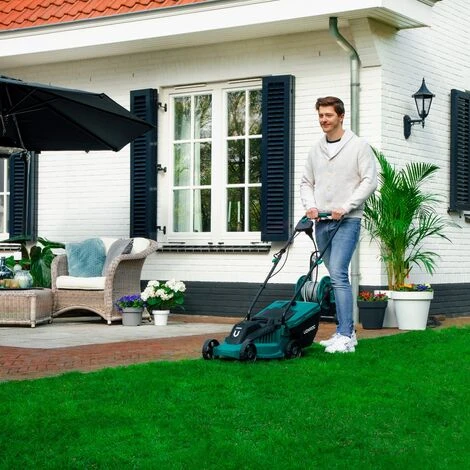 Tondeuse à Gazon 1300W – Largeur De Coupe De 32cm – Bac De Ramassage 30L Avec Indicateur De Remplissage – Hauteur De Coupe Réglable – Image 3