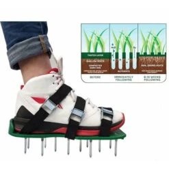 Jardin Pelouse AéRateur Chaussures Sandale AéRation De Spike Paire De Grass Vert Outil à Pointes Lache Chaussures De Sol Noir 30 X 13CM