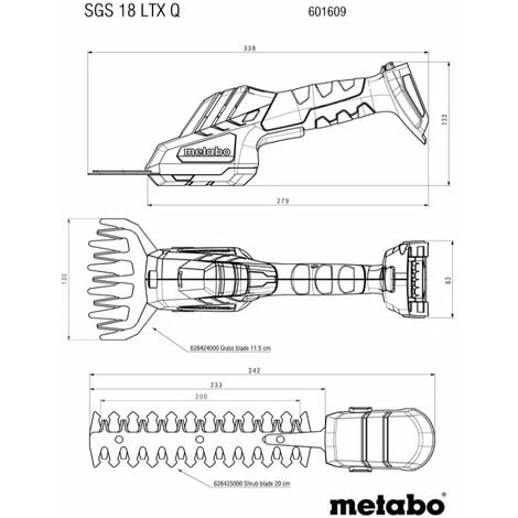 Metabo Sculpte-haie Et Cisaille A Gazon Sans Fil SGS 18 LTX Q, MetaBOX 145 L, Sans Batterie, Ni Chargeur - 601609840 – Image 4
