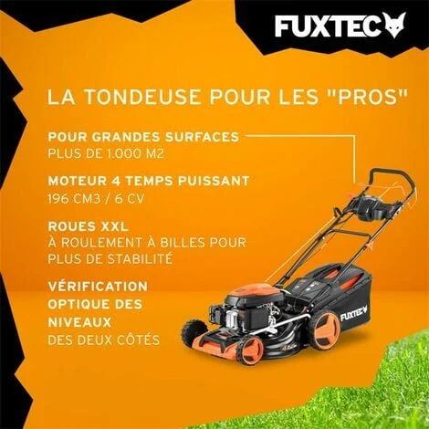 Tondeuse Thermique Autotractée Démarrage électrique Vitesse Réglable 196cm3 51cm - FUXTEC FX-RM5196esPRO - 6CV 60L – Image 4