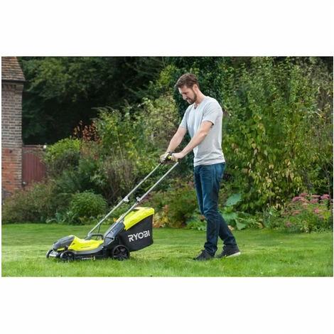 RYOBI Pack ONE+ Tondeuse + Coupe-bordures 18V Sans Fil RLM1833BLT1825M : Tondeuse RLM18X33B40 Et Coupe-bordures OLT1825M OFFERT – Image 2