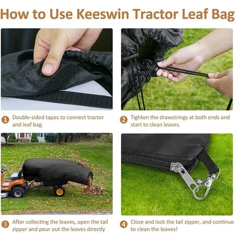 Attrape Feuilles, Sac De Rangement De Feuilles De Tracteur à Gazon, Sac De Feuilles De Tondeuse à Gazon Pour Collection De Feuilles Tombées Dans Le Jardin-Macaron – Image 3