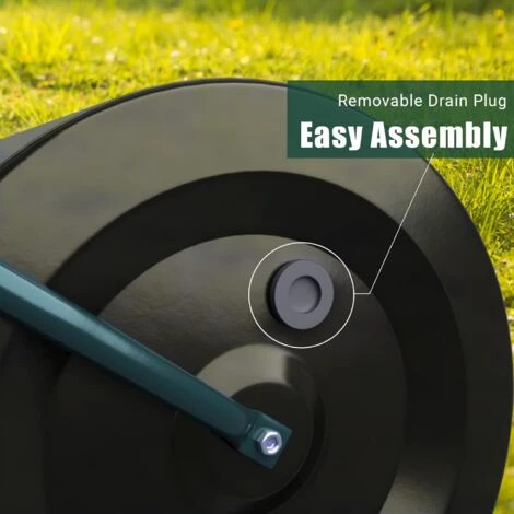 RELAX4LIFE Rouleau à Gazon 60 L Dia.40cm X Largeur 50cm, Rouleau De Jardin En Fer Remplir De Eau Ou Sable Avec Poignée En Forme De U, Bouchon De Vidange Amovible Déflecteur De Saleté – Image 3