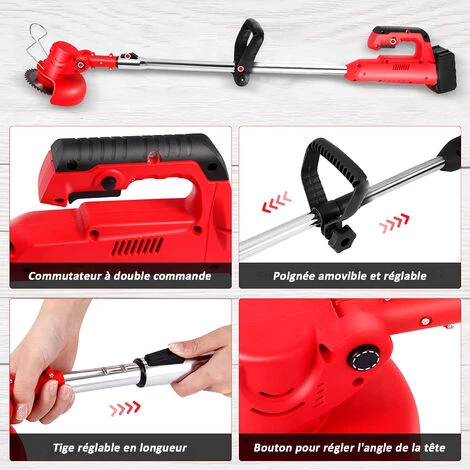 Coupe-Bordures Sans Fil 36V, Avec Tête Pivotante, Tube Télescopique Et 2 Poignées, Livré Avec 2 Batteries 4.0 Ah, 3 Types De Lames – Image 4