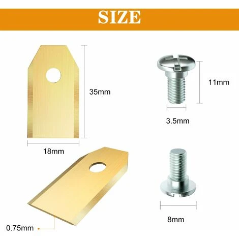 30 X Lames De Rechange En Titane Pour Tous Les Tondeuses De Jardin Automower Husqvarna/Gardena/Yard Force/Automower, Robuste (3.1 G / 0.75 Mm) Avec Vis - Or – Image 3