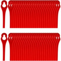 Promotion 100pcs Lames En Plastique De Rechange Pour Coupe Bordure Lame De Tondeuse à Gazon Lames Pour Débroussailleuse Sans Fil Lames De Coupe De Remplacement Pour Jardin Pelouse (L83 Rouge 10×5mm)