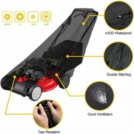 Housse De Tondeuse à Gazon,Housse De Tondeuse 190T Avec Cordon De Serrage Et Sac De Rangement Pour Extérieur/intérieur,étanche, Anti-poussière,Anti-UV,187.9699 63.5 Cm – Image 2