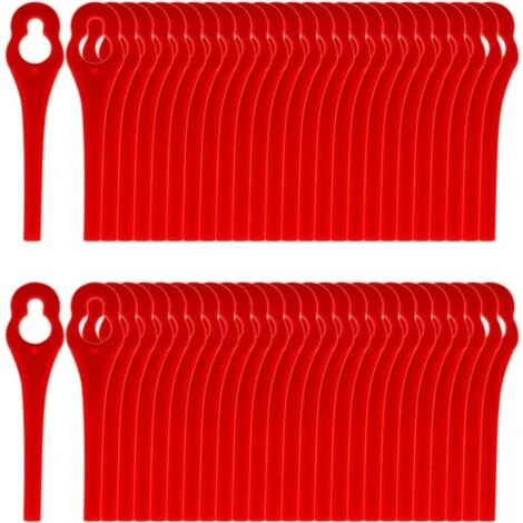 100pcs Lames En Plastique De Rechange Pour Coupe Bordure Lame De Tondeuse à Gazon Lames Pour Débroussailleuse Sans Fil Lames De Coupe De Remplacement Pour Jardin Pelouse (L83 Rouge 10×5mm)