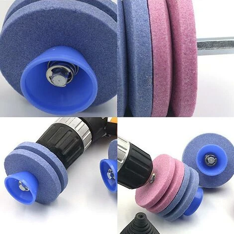 Tondeuse à Gazon Aiguiseur Pierre Couteau Meuleuse Perceuse Outil De Jardin Bleu Et Rose 2 Couches – Image 4