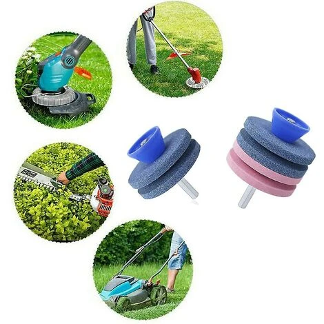 Tondeuse à Gazon Aiguiseur Pierre Couteau Meuleuse Perceuse Outil De Jardin Bleu Et Rose 2 Couches – Image 5