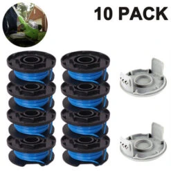 La Ligne De Bobine De Rechange Pour Tondeuse Comprend 2 Capuchons De Tondeuse Compatibles Ryobi One+ AC14RL3A 18V, 24V, 40V Tondeuses Sans Fil, 8 + 2 PACK