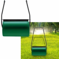Rouleau à Gazon Avec Brancard En Acier - Remplissage Eau Ou Sable Vert - 38 L