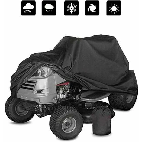 Housse De Tondeuse À Gazon Autoportees, Housse De Tracteur De Pelouse Tissu Oxford Imperméable Anti-Uv Anti-Poussière Pour Jardin Extérieur Noir