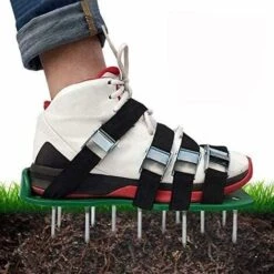 Aérateur De Pelouse Chaussures Aérateur De Pelouse Chaussures à Pointes Avec 4 Sangles Réglables Et Scarificateur En Métal Pour Aérateur De Pelouse Chaussures De Jardin