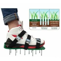 Jardin Pelouse AéRateur Chaussures Sandale AéRation De Spike Paire De Grass Vert Outil à Pointes Lache Chaussures De Sol Noir 30 X 13CM