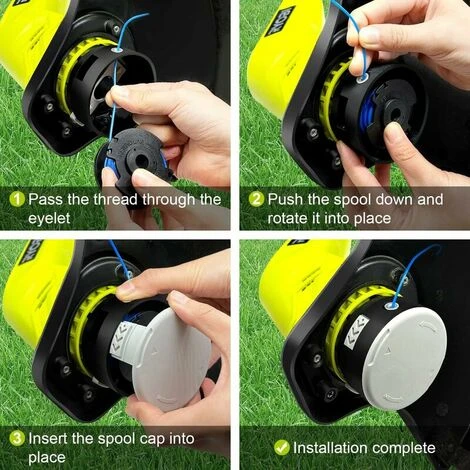 Bobine Fil Coupe Bordure Pour Ryobi Coupe-Bordures One+ 18V, 24V Et 40V, 6 Bobine De Fil Debroussailleuse Avec 1 Couvercle De Bobine, Longueur 3,35 M, Diamètre 1,65 Mm – Image 4