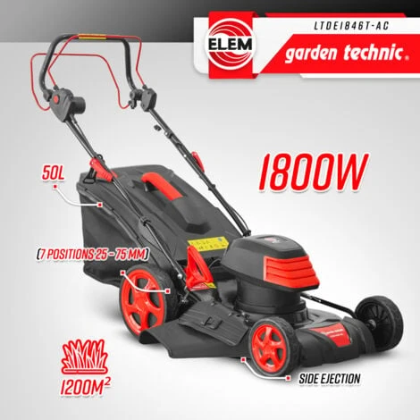 Tondeuse à Gazon électrique Tractée 1800W - 46CM Avec Carter En Acier - Elem Garden – Image 2