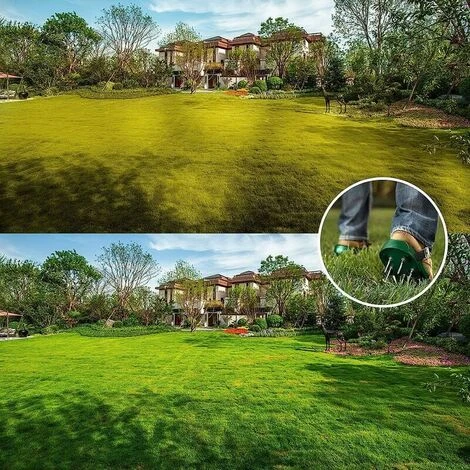 Chaussures Aerateur Pelouse, Aérateur De Pelouse Avec Sangles Réglables Et Boucles En Métal, Sandales Aérateur Pelouse Pour Pelouse Cour, Jardin, Pelouse (Vert) – Image 5