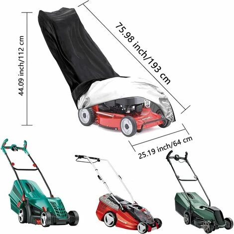 Housse Pour Tondeuse à Gazon, Housse Tondeuse Etanche Anti-Poussière Et Anti-UV Oxford 210D, Avec Cordon De Serrage Et Sac De Rangement, Pour Extérieur/intérieur 193 X 112 X 64 Cm – Image 2