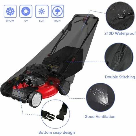 Housse Pour Tondeuse à Gazon, Housse Tondeuse Etanche Anti-Poussière Et Anti-UV Oxford 210D, Avec Cordon De Serrage Et Sac De Rangement, Pour Extérieur/intérieur 193 X 112 X 64 Cm – Image 3