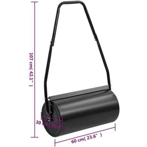 Rouleau à Gazon De Jardin Avec Poignée Noir 42 L Fer Et Acier VidaXL – Image 5